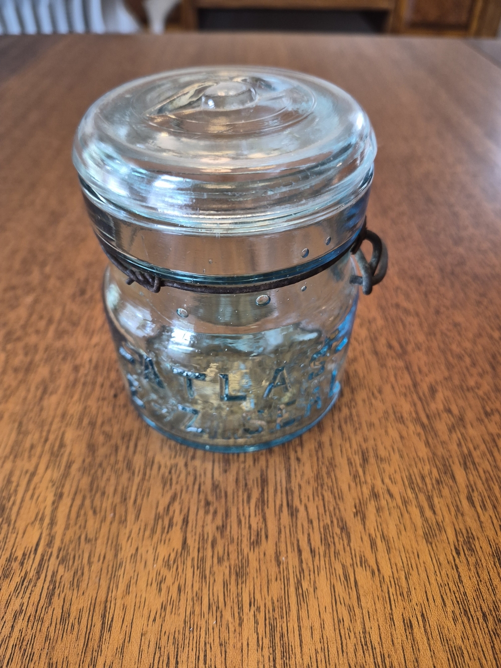 Vintage- Atlas E-Z Seal  Blue Glass Food Storage Jar‎ with Lid